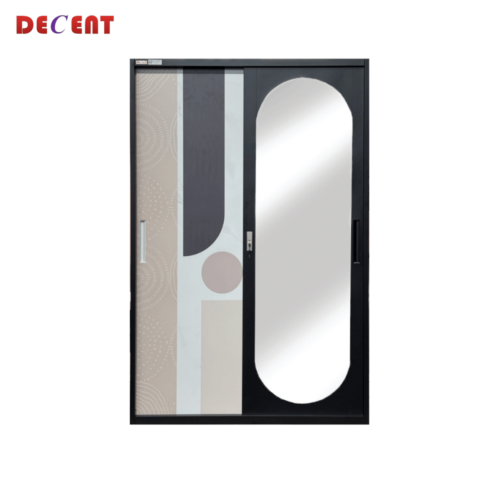 ตู้เสื้อผ้าเหล็ก บานเลื่อน 2 ประตู DECENT ลาย อินโดร่า 120ซม.